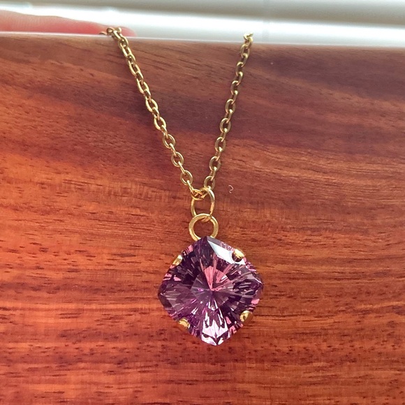 Swarovski Mystic Square Iris Purple Pendant Necklace Purple Starburst Pendant - Picture 1 of 5